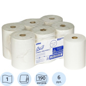 Полотенца бумажные рулонные Kimberly Clark 1-слойные белые 6 рулонов по  190 метров (6697)