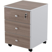 Тумба подкатная Easy Standard с замком (дуб шамони темный/серая, 400x420x563 мм, 3 ящика)